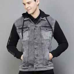 BOSSINI Black Regular Fit Printed Hooded Jacket-image-20