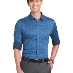 Turtle Blue Cotton Slim Fit Printed Shirts-image-46