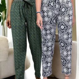 Kryptic Black & Black Cotton Relaxed Fit Printed Lounge Pants - Pack of 2-picture-13