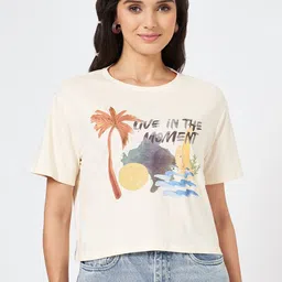 People Women Graphic Printed Round Neck Cotton Boxy T-shirt-image-88