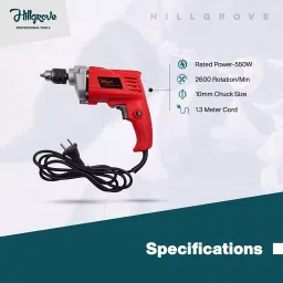 Hillgrove 550 W 10 mm Drill Machine, Hand Gloves Set, HGCM324M1 image 4