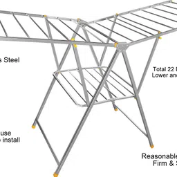 Priya Heavy Duty Rust-Free Stainless Steel Foldable Storage Cloth Drying Stand/Clothes Dryer Stands/Laundry Racks with for Indoor/Outdoor/Balcony (Butterfly Model) (L-72 inch * W-24 inch * H-36 inch) image 3
