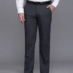 Louis Philippe Men Checked Slim Fit Formal Trousers-picture-42