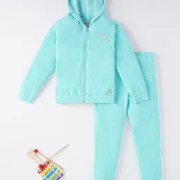 Ed-a-Mamma Cotton Full Sleeves Embroidered Winter Wear Hooded Sweatshirt With Lounge Pant- Blue-picture-11