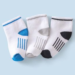 Honeyhap Premium Cotton Bamboo Ankle Length Terry Socks with Anti-Bacterial Finish Pack of 3 - Grey Melange Black & Indigo Bunting-picture-3