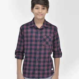 CRIMSOUNE CLUB Full Sleeves Checked Shirt - Red-picture-27