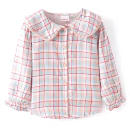 Babyhug Rayon Knit Full Sleeves Collared Top With Checks - Multicolor-picture-37