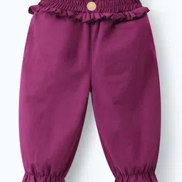 Mark & Mia Ankle Length Solid Color Trouser with Frill Detailing - Purple-picture-27