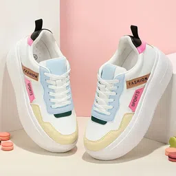 Shoetopia Colour Blocked Sneakers - White-picture-17