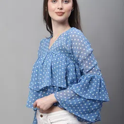 4WRD by Dressberry Polka Dot Printed Flared Sleeve Top image 2
