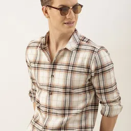 Mast & Harbour Men Standard Slim Fit Checked Spread Collar Pure Cotton Casual Shirt-picture-50