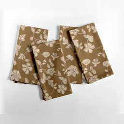 Vargottam Brown & Beige 12 Pieces Printed Cotton Table Napkin Set-image-17