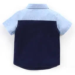 Babyhug 100% Cotton Half Sleeves Regular Collar Cut & Sew Solid Shirt - Navy Blue image 2