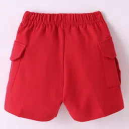 Evimo Cotton Above Knee Length Shorts - Red image 2