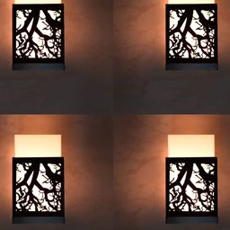 Gojeeva Black 4 Pieces Wood Square Shaped Textured Contemporary Wall Lamp-picture-22
