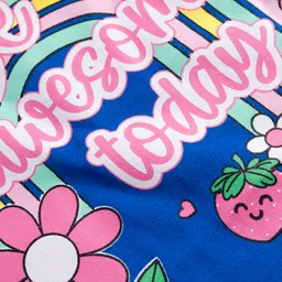 Babyhug 100% Cotton Knit Full Sleeves T-Shirt with Be Awesome Text Print - Royal Blue image 3