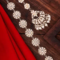 SHONA'S STYLE Set Of 2 Brass-Plated Stones Studded & Pearls Beaded Head Jewellerys-picture-40