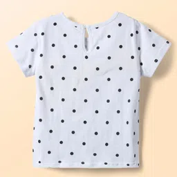 Babyhug Cotton Woven Frock & Half Sleeves Inner Tee With Polka Dot Print & Bow Applique - Red & White image 4