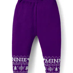 Babyhug Disney Woven Full Sleeves Sweater Set With Minnie Mouse Graphics - Purple image 4