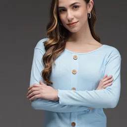 VANGULL Women Round Neck Casual Top-image-11