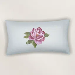 ZEBA Blue Floral Printed Linen Square Cushion Cover 12 inch x 22 inch image 5