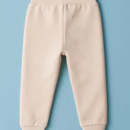 Mark & Mia Fleece Knit Full Sleeves Oversize Hooded Sweatshirt & Joggers Set with Kangaroo Pocket & Bear Applique Detailing - Peach image 5