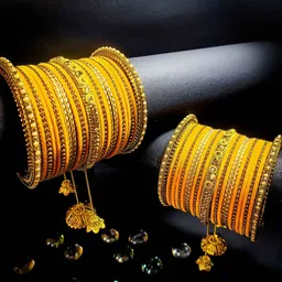 RIJOLI Set Of 50 Gold-Plated Zircon Studded Bangles-image-30