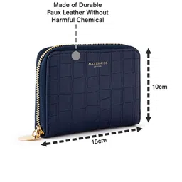 Accessorize Women Navy  Blue Faux Leather Mid Size Zip Round Purse Wallet image 5