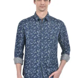 Numero Uno Ink Blue Ibu Cotton Slim Fit Printed Shirt-image-89