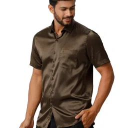 Ramraj Brown Regular Fit Half Sleeves Shirt image 3