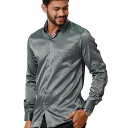 Ramraj Grey Regular Fit Full Sleeves Shirt image 3