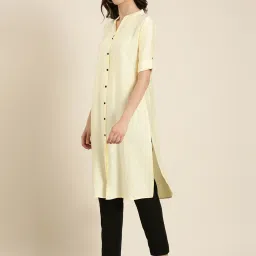 showoffff SHOWOFF Beige Cotton Regular Fit Kurta image 3