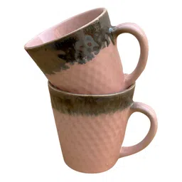 Divy Aarambh Stories Pink & Green 6 Pieces Textured Ceramic Glossy Cups image 2