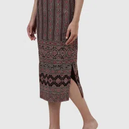 Fabindia Brown Cotton Printed Pencil Skirt image 3