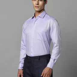 Luxure By Louis Philippe Purple Cotton Regular Fit Texture Shirt image 3