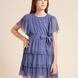 VERO MODA GIRL Purple Textured Layered Dress With Belt-picture-3