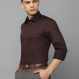 Louis Philippe Maroon Cotton Regular Fit Printed Shirt image 3