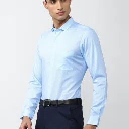 Peter England Blue Cotton Slim Fit Printed Shirt image 3
