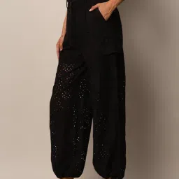 Only Black Self Design High Rise Joggers image 3