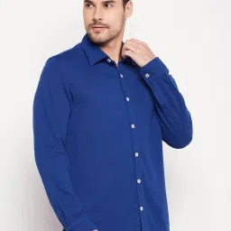 CLUB YORK Men Royal Blue Solid Collar Shirt image 3