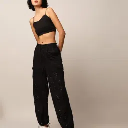 Only Black Self Design High Rise Joggers image 4