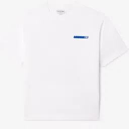 Lacoste White Loose Fit Printed T-Shirt image 3