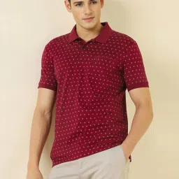Allen Solly Maroon Regular Fit Print Polo T-Shirt image 1