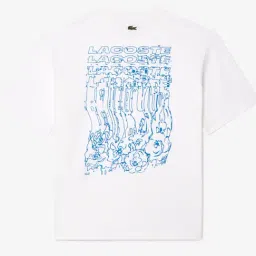 Lacoste White Loose Fit Printed T-Shirt image 4