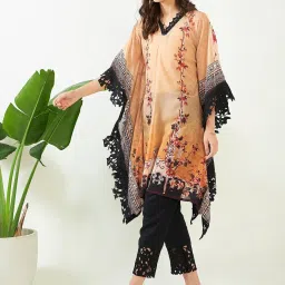 The Kaftan Company Beige Printed A Line Kaftan image 3