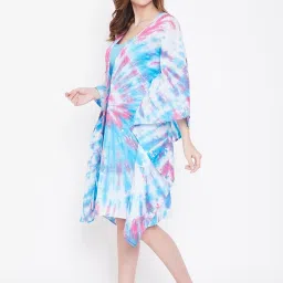 The Kaftan Company Blue & Pink Cotton Tie & Dye Kaftan Cover-Up image 3