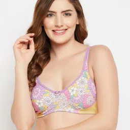 Clovia Yellow Printed Wireless Non-Padded Everyday Bra image 1