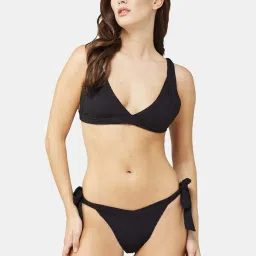 Secrets By ZeroKaata Black Plain Swimwear Bra Panty Set image 1