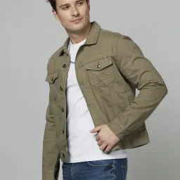celio celio* Olive Cotton Regular Fit Jacket image 3