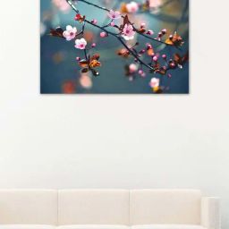 999store Blue & Pink Beautiful Flowering Japanese Cherry Sakura Canvas Painting-picture-35